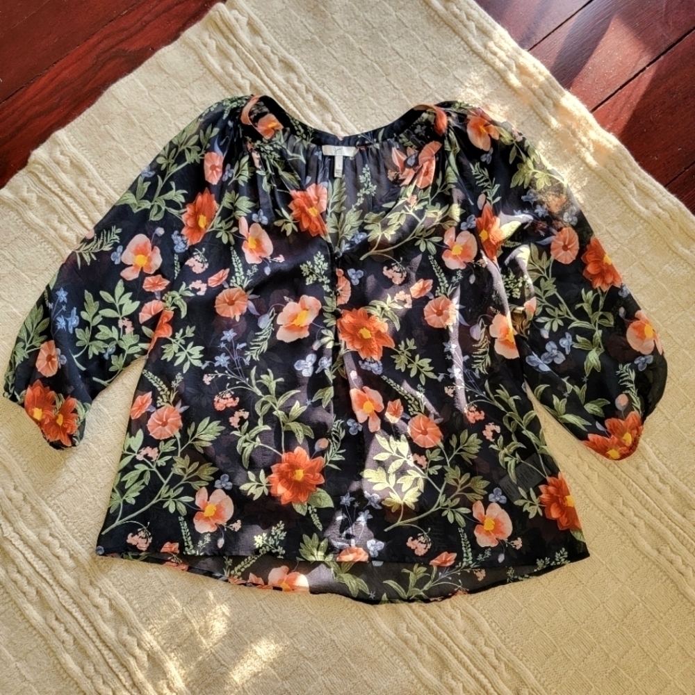 Joie Albany Floral Silk Blouse size S